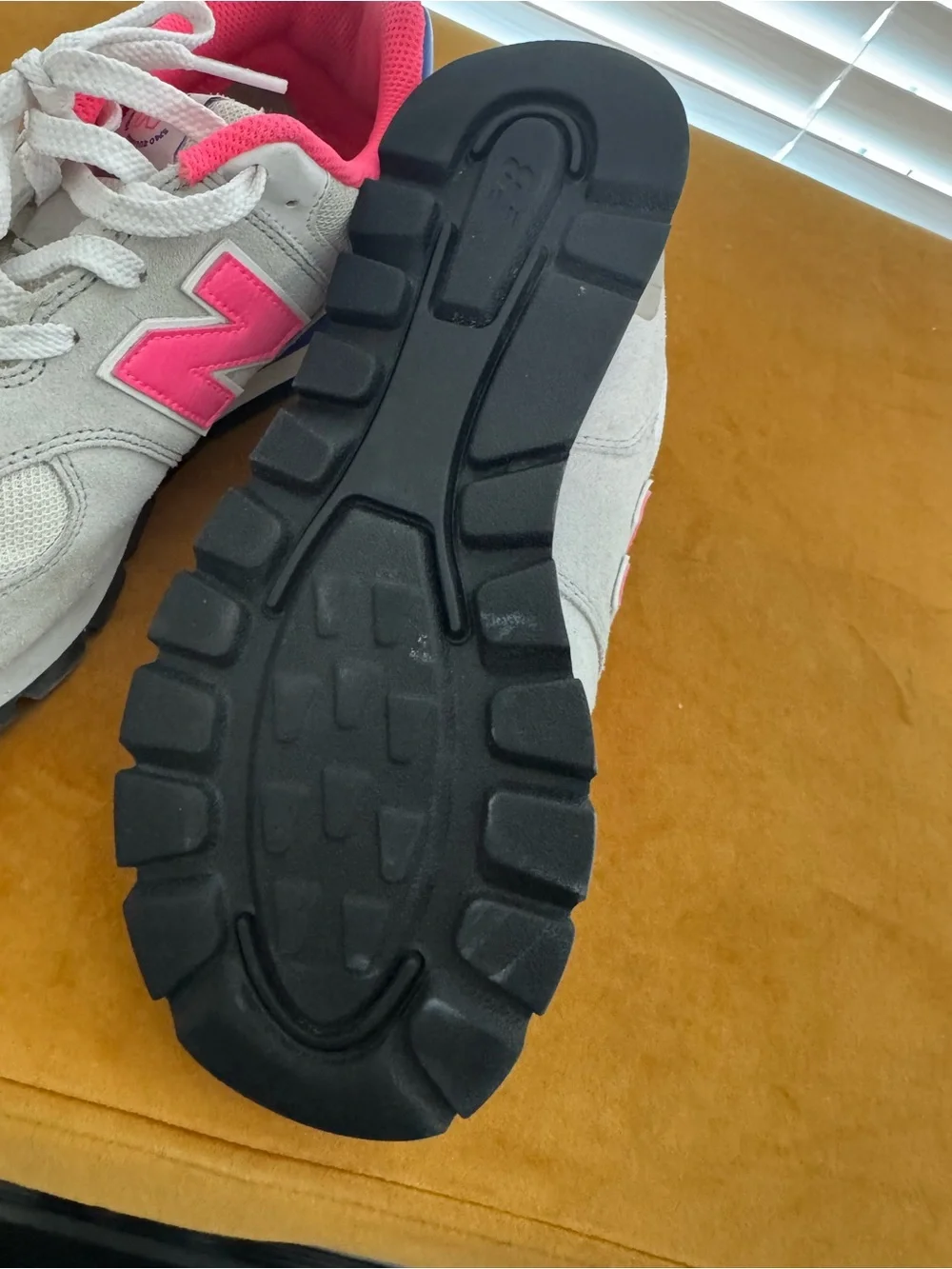 New Balance Light Gray with Hot Pink Accent Sneakers